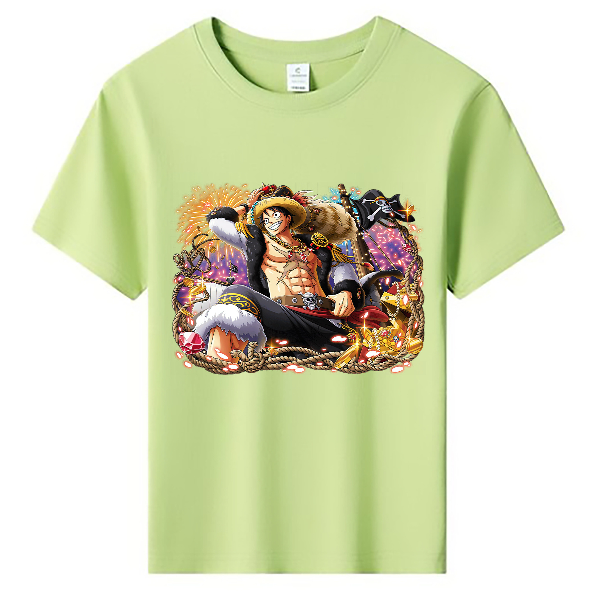 ワンピース モンキー・D・ルフィ ONE PIECE Monkey D. Luffy 綿100％キッズTシャツ（フロントプリント）